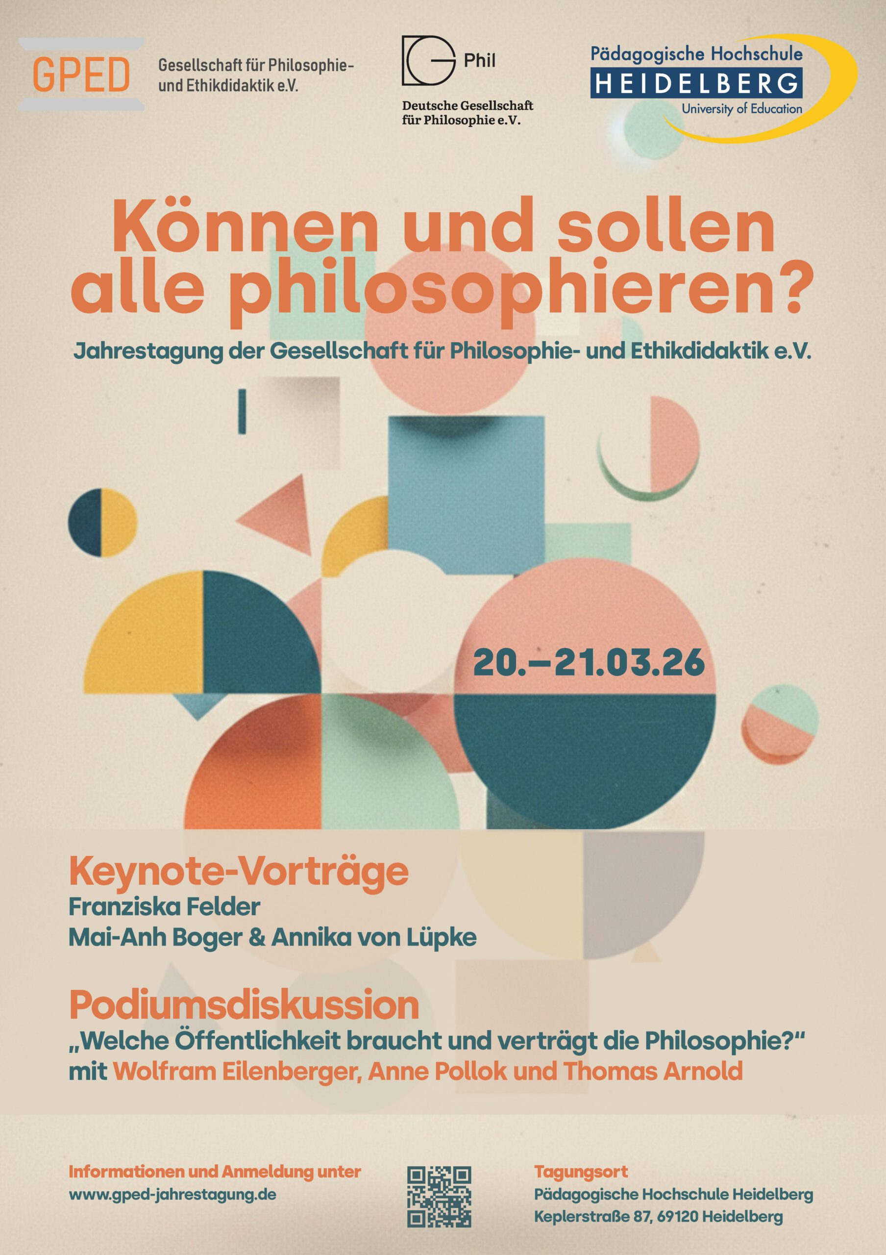 GPED Jahrestagung 2026: Können und sollen alle philosophieren? PH Heidelberg